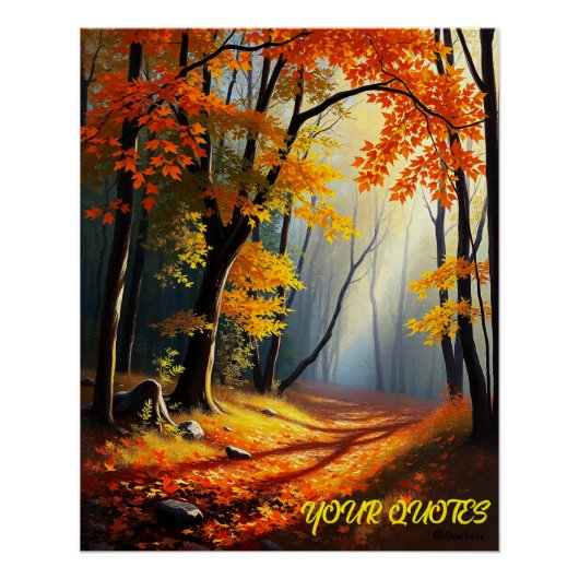 Goldener Herbstwaldweg Poster (Vorderseite)