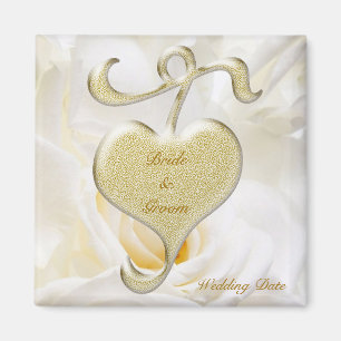 Goldener Herz-Gastgeschenk Hochzeits-Magnet Magnet