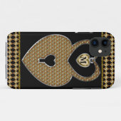 Goldener Herz-Verschluss mit Charme-Monogramm Case-Mate iPhone Hülle (Rückseite (Horizontal))