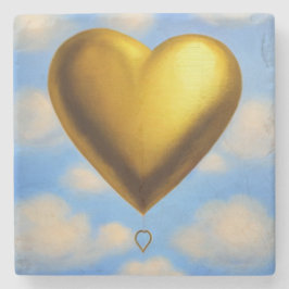 Goldener Herzballon im Untersetzer Sky Marble