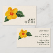 Goldener Hibiskus Watercolor Einzigartiges Design Visitenkarte (Vorne/Hinten)
