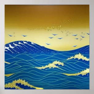 Goldener Himmel auf Sea Poster