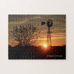 Goldener Himmel Kansas mit Puzzle