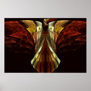 Goldener Himmlischer Adler Vogel Fraktal Kunst Poster