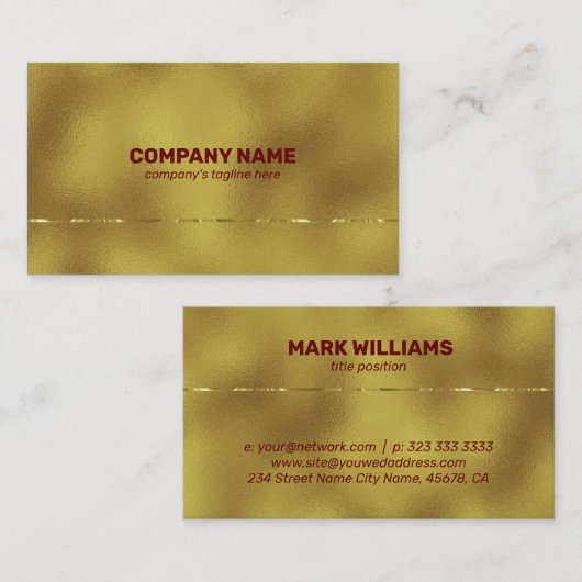 Goldener Hintergrund glänzender metallischer Akzen Visitenkarte (Vorne/Hinten)