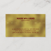 Goldener Hintergrund glänzender metallischer Akzen Visitenkarte (Rückseite)