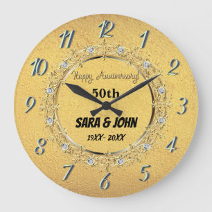 Goldener Hintergrund, goldener Kreis, elegante Hoc Große Wanduhr