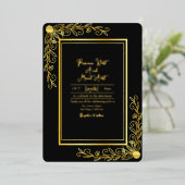 Goldener Hintergrund Hochzeit Golden Foil Folieneinladung (Stehend vorne)