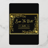 Goldener Hintergrund Hochzeit Golden Foil Folieneinladung (Rückseite)