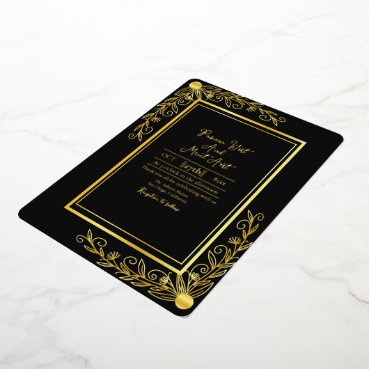 Goldener Hintergrund Hochzeit Golden Foil Folieneinladung (Gedreht)