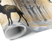 Goldener Hirsch im Winterlichtwald Geschenkpapier (Rolleneckpunkt)
