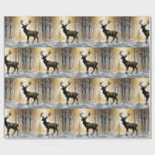 Goldener Hirsch im Winterlichtwald Geschenkpapier (Flach)