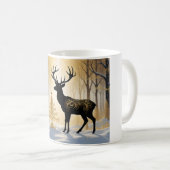 Goldener Hirsch im Winterlichtwald Kaffeetasse (VorderseiteRechts)