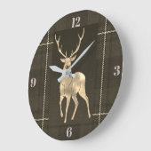 Goldener Hirsch kariert Große Wanduhr (Winkel)