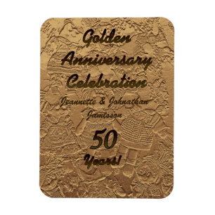 Goldener Hochzeitstag-Feier-Magnet 50 Magnet