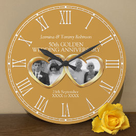Goldener Hochzeitstag nach dem heutigen Foto Große Wanduhr