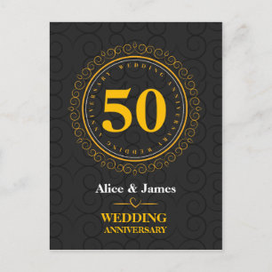 Goldener "Hochzeitstag" personalisiert Postkarte