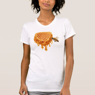 Goldener Honigwabentropfen mit Honigbiene  T-Shirt
