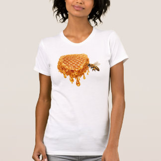 Goldener Honigwabentropfen mit Honigbiene  T-Shirt