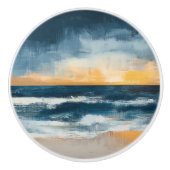 Goldener Horizont - Abstrakte Küste Keramikknauf (Vorderseite)