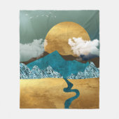 Goldener Horizont mit blauen Bergen Fleecedecke (Vorderseite)