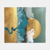 Goldener Horizont mit blauen Bergen Fleecedecke (Vorderseite (Horizontal))