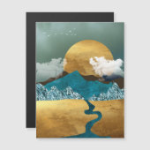 Goldener Horizont mit blauen Bergen Magnetkarte (Vorne/Hinten)