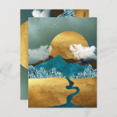 Goldener Horizont mit blauen Bergen Postkarte (Vorne/Hinten)
