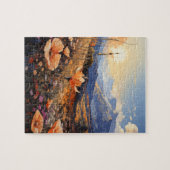 Goldener Horizont: Wildblume Feld und Berge Puzzle (Horizontal)