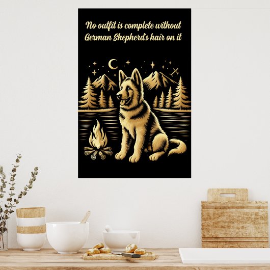 Goldener Hund am Campfire Poster (Küche)