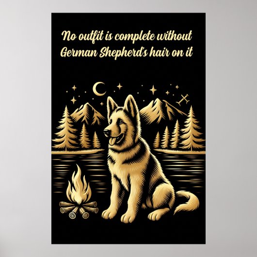 Goldener Hund am Campfire Poster (Vorne)