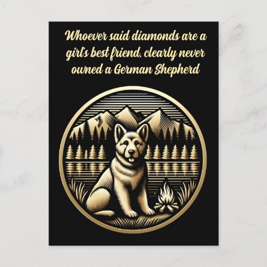 Goldener Hund am Campfire Postkarte (Vorderseite)