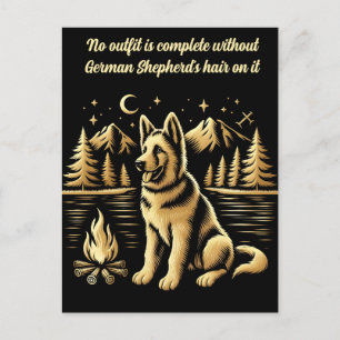 Goldener Hund am Lagerfeuer Postkarte