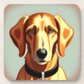 Goldener Hund mit Collar mit Identitätstafel Getränkeuntersetzer (Vorderseite)