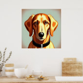 Goldener Hund mit Collar mit Identitätstafel Poster (Küche)