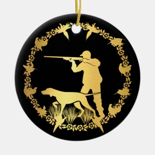 Goldener Jäger Keramik Ornament (Vorne)