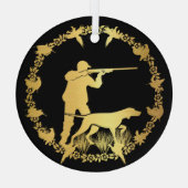 Goldener Jäger Ornament Aus Glas (Rückseite)