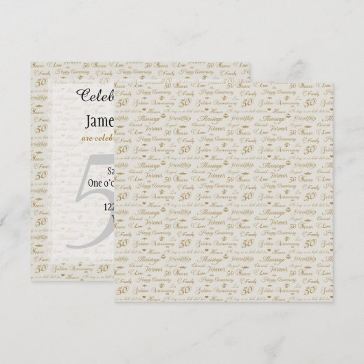 Goldener Jahrestag Einladung (Vorne/Hinten)