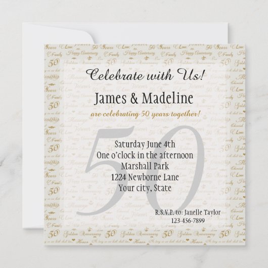 Goldener Jahrestag Einladung (Rückseite)