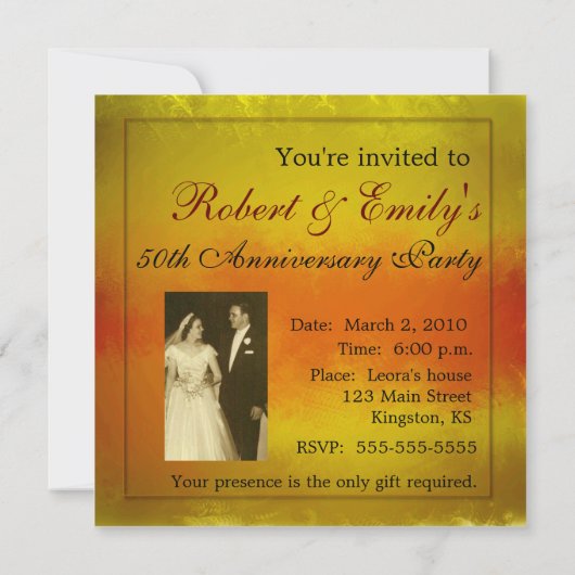 Goldener Jahrestag Einladung (Rückseite)