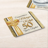 Goldener Jahrestag Rechteckiger Pappuntersetzer (angewinkelt)