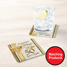 Goldener Jahrestag Rechteckiger Pappuntersetzer