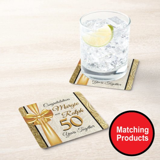 Goldener Jahrestag Rechteckiger Pappuntersetzer