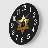 Goldener jüdischer Star-Hintergrund Große Wanduhr (Winkel)