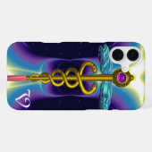 GOLDENER KADUZEUS-MONOGRAMM iPhone HÜLLE (Rückseite (Horizontal))