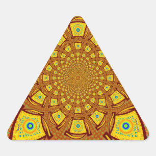 Goldener Kaleidoskop Kunst Druck Dreieckiger Aufkleber