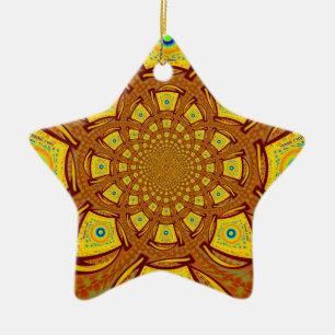 Goldener Kaleidoskop Kunst Druck Keramik Ornament