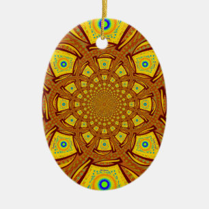 Goldener Kaleidoskop Kunst Druck Keramikornament