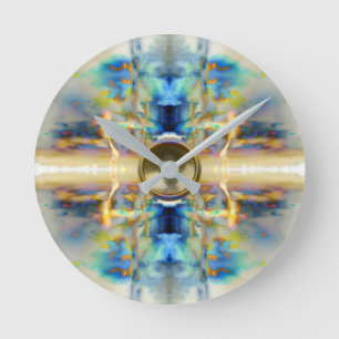 Goldener Kaleidoskop-Musiklautsprecher Runde Wanduhr