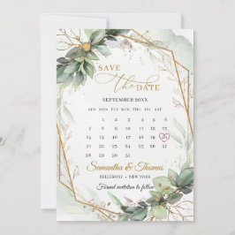 Goldener Kalender mit goldenem Blattgold Save The Date